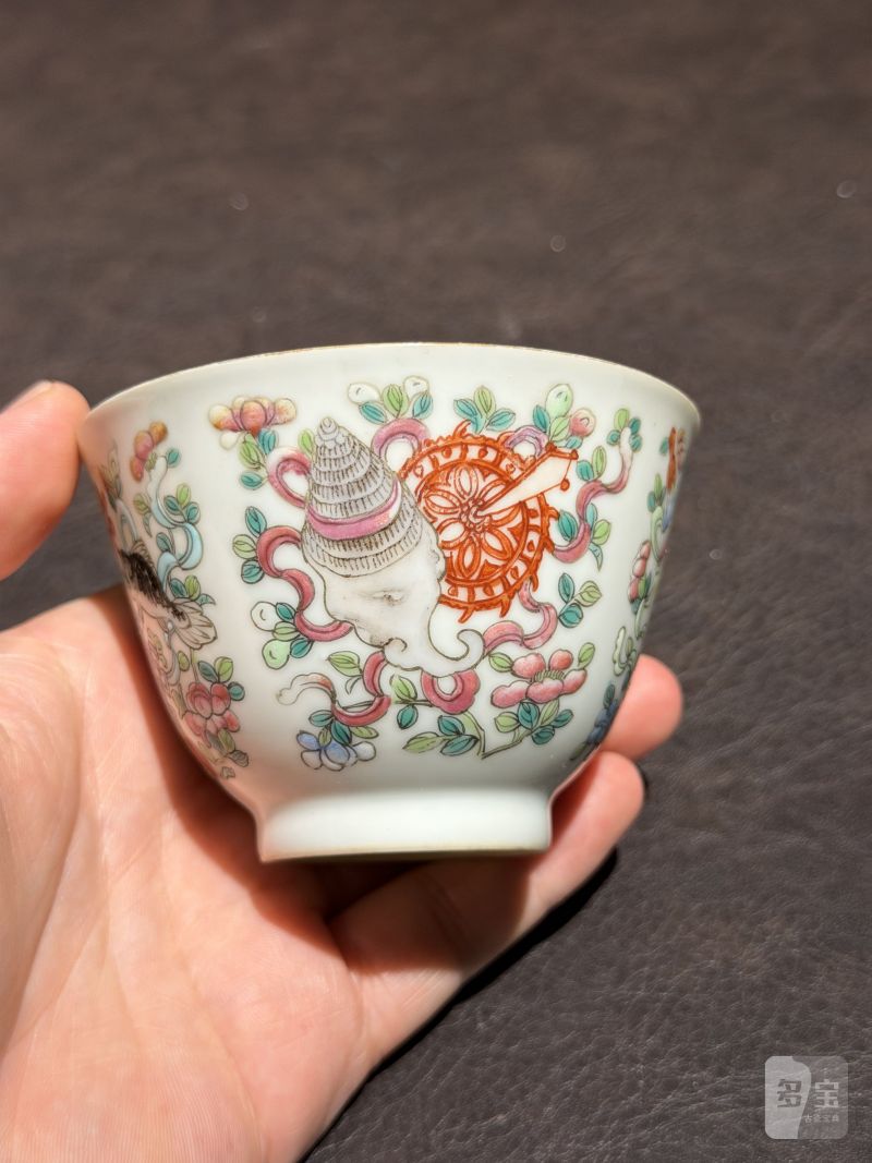 清同治 粉彩八宝杯一对 - 图14